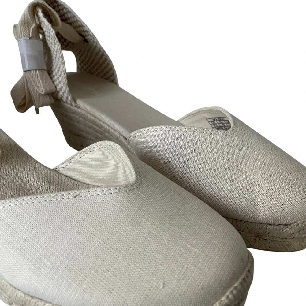 Soludos Marseille Wedge Espadrilles Womens 9.5 EU40 La Concha Ivory Linen Ankle